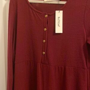 Three Bird Nest Deep Red Knit Top